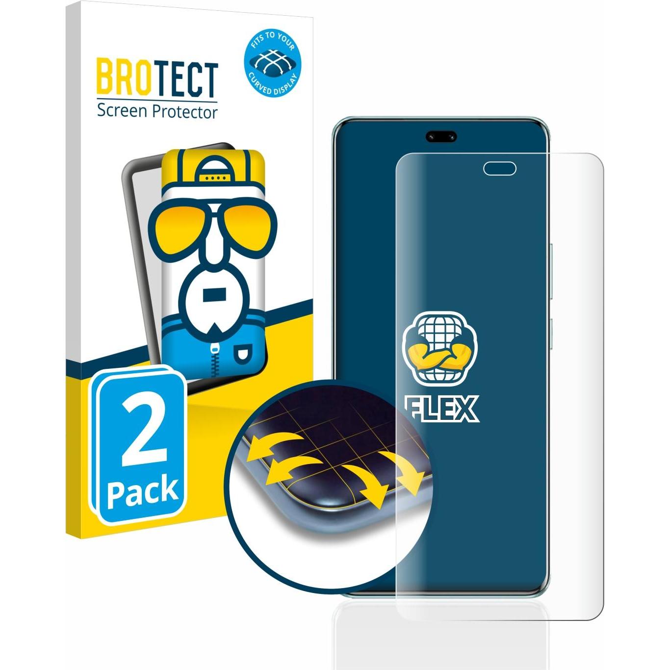 BROTECT Full-Cover Displayschutz (2 Stück, Honor 90 Pro), Smartphone Schutzfolie, Transparent