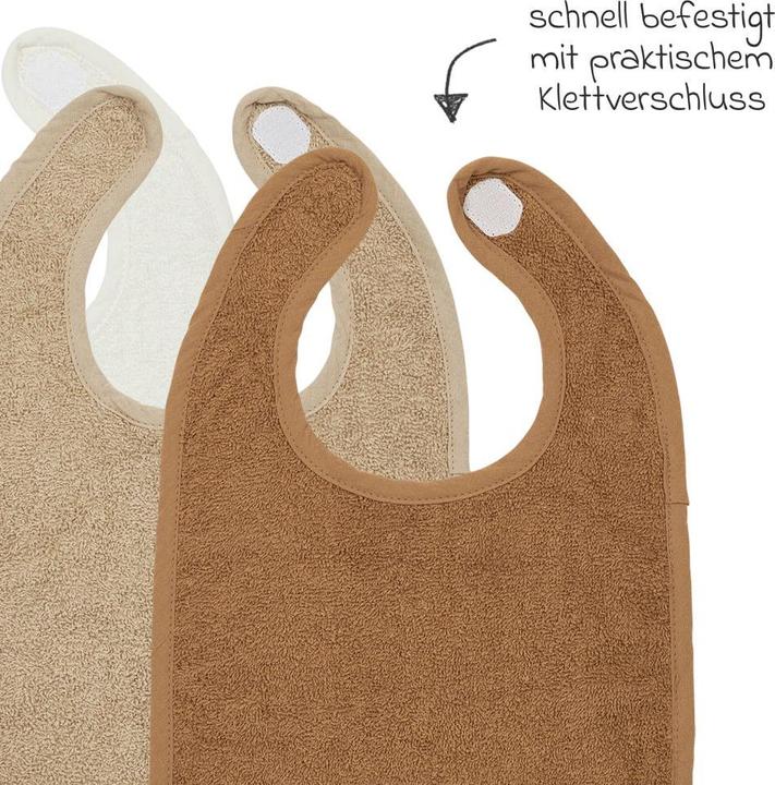 Actual product image Meyco Bib 3P bads. met klittenb. offw/sand/toffee