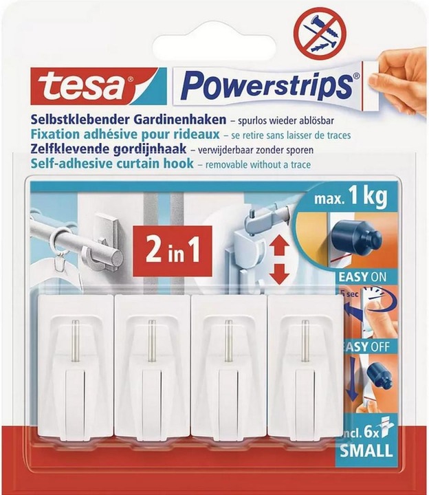 Produktbild tesa 3x Powerstrips Gardinenhaken 12 Haken