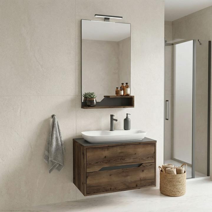 Produktbild Homitis Galia 80 v2 Bathroom Cabinet With Sink & Mirror Set (2 Pieces)