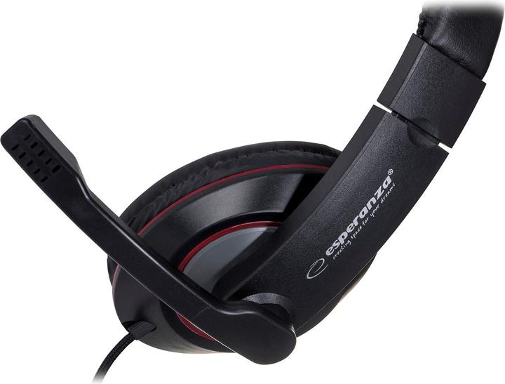 Produktbild Esperanza EH118 Kopfhörer & Headset Kabelgebunden Kopfband Anrufe/Musik Schwarz Rot (Kabelgebunden)