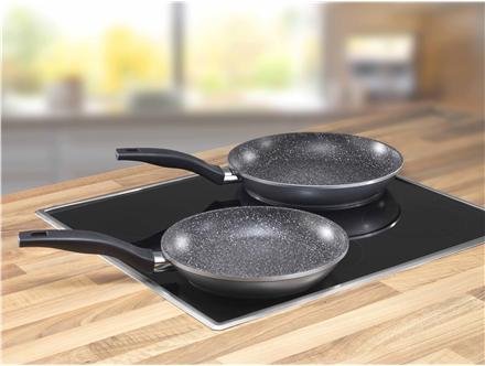 Actual product image Stoneline Pan Set of 2 6937 Frying, Diameter 24/28 cm, Suitable for induction hob, Fixed handle, Anthracite (Pan set + pot set, Aluminium, 24 x 9 cm)