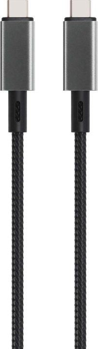 Actual product image Vivanco Longlife USB4.0 C-C cable, metal plug and nylon braid, 5A / 240W, black, 1.0m (1 m, USB 4.0)