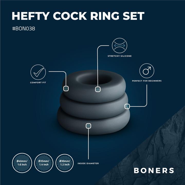 Immagine prodotto Boners Set di anelli per pene grandi (4 cm)