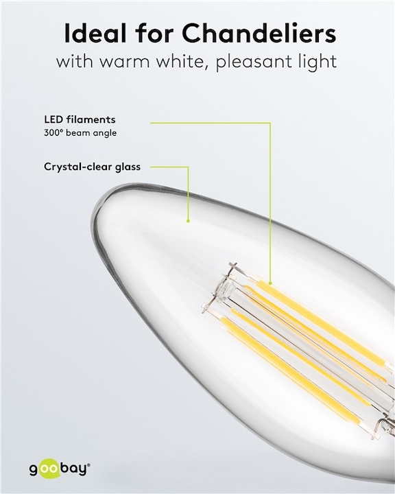 Immagine prodotto Goobay Candela LED a filamento, 6 W (E14, 6 W, 1055 lm, 1 x, C)