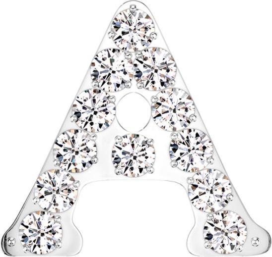 Actual product image Star Piercing Threadless silber mit Kristallen silber Buchstabe A (without brass, Titanium)