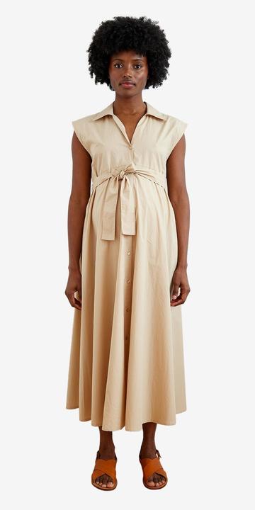 Image du produit Vertbaudet Langes Baumwollkleid mit Bindegürtel für Schwangerschaft und Stillzeit (34)