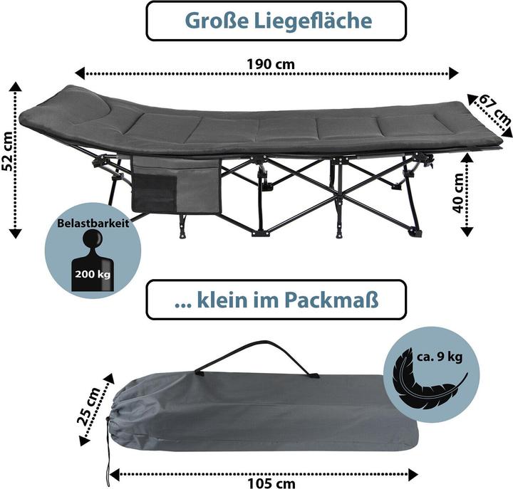 Image du produit Feldbett Campingbett mit Matraze - klappbar - Blau