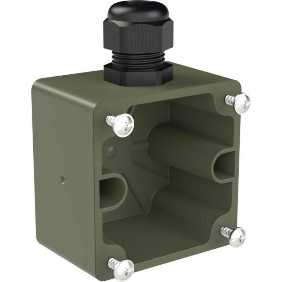 PCE Aufputzgehäuse 75x75 1xM20 Kabelverschraubung IP68, Cavo + Spina elettrica, Bronzo, Verde