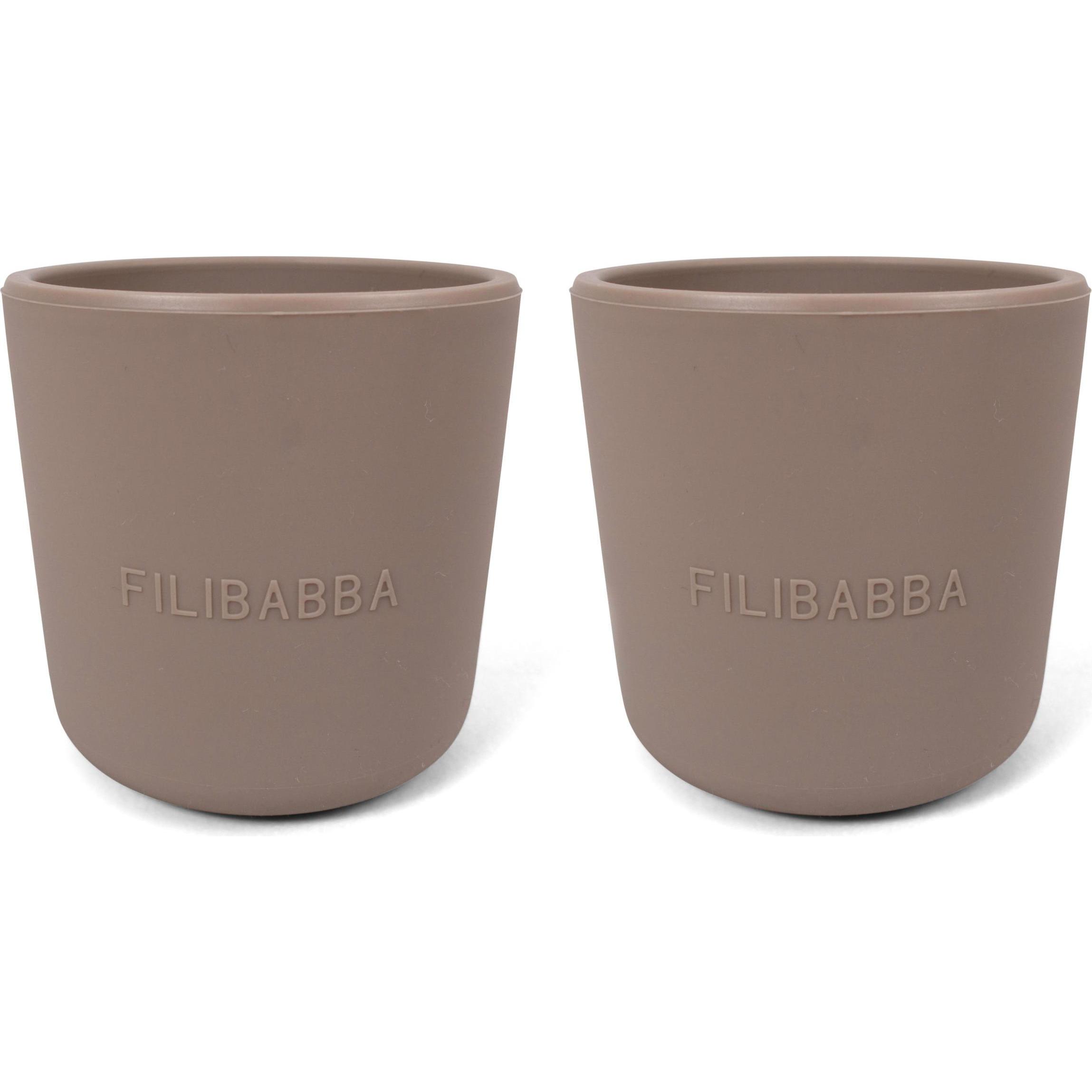 Thumbnail - Filibabba, Kindergeschirr + Kinderbesteck, Silikonbecher 2er-Pack - Warm Grey
