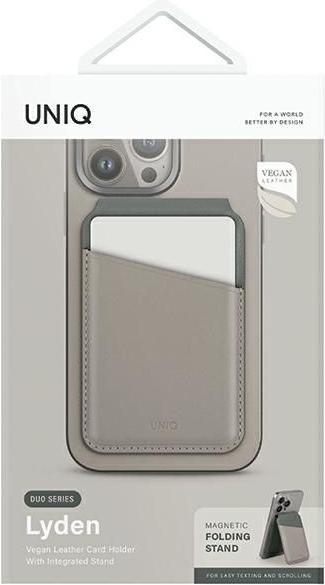 Image du produit Uniq Lyden DS magnetyczny portfel RFID i stojak na telefon beżowo-zielony/ivory-lichen green