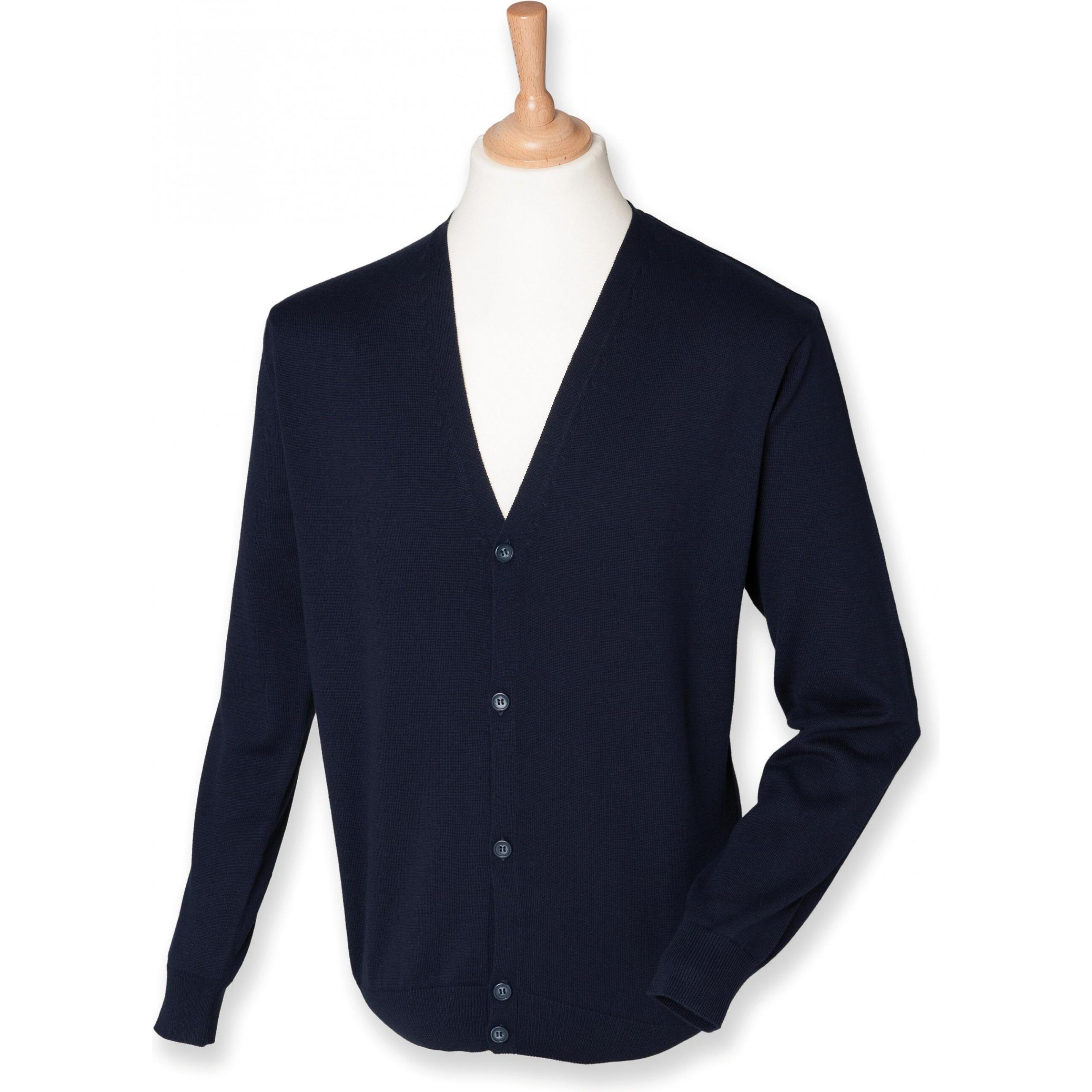 Henbury, Herren, Pullover, Strickjacke, Schwarz, (L)