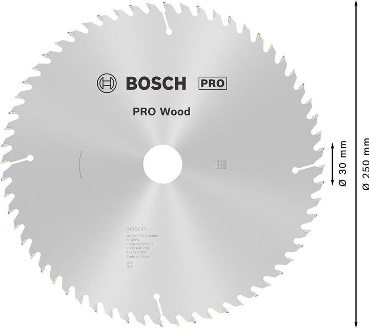 Produktbild Bosch Professional Zubehör PRO Wood Kreissägeblatt, 250 x 3.2 x 30 mm