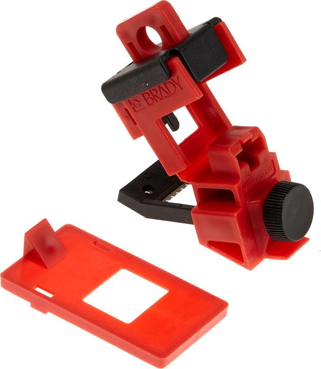 Brady TagLock circuit breaker interlock: 120/277V clamp interlock, polypropylene fiberglass reinforced