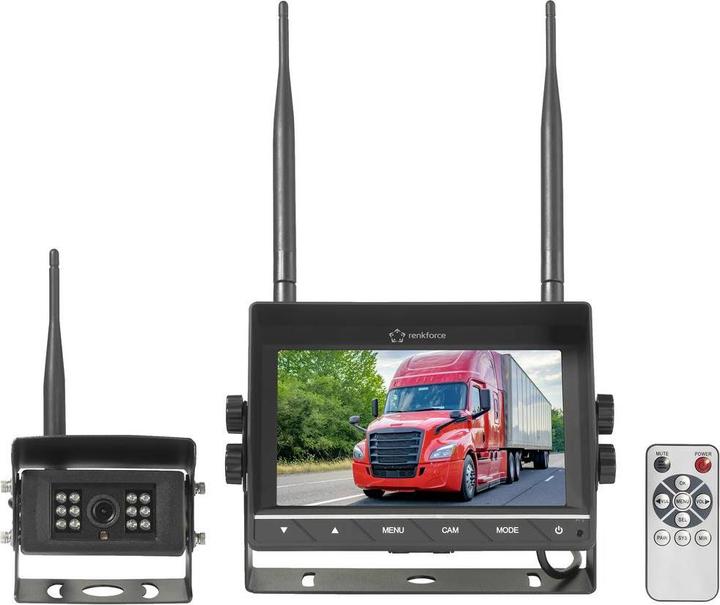 Renkforce RV2,4-7 Sistema video di retromarcia 2 ingressi telecamera Montaggio a vite Nero (opaco)