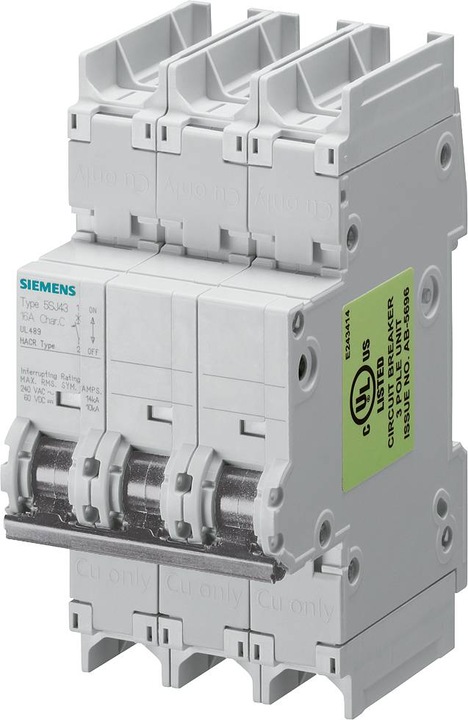 Image du produit Siemens SIEM 5SJ4316-7HG41 Disjoncteur 240V 14kA 3 pôles C, 16A, T=70mm selon UL