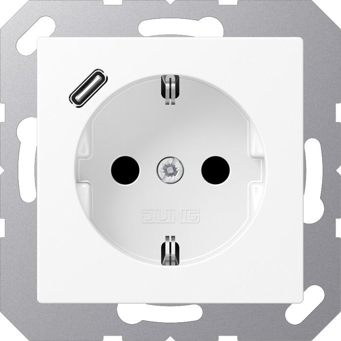 JUNG, Steckdose, A1520-18CWWM m.USB Typ C Steckdose SCHUKO