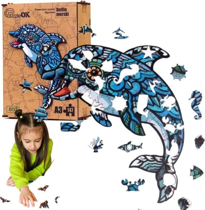Actual product image Maksik Wooden puzzle dolphin PuzA3-00716