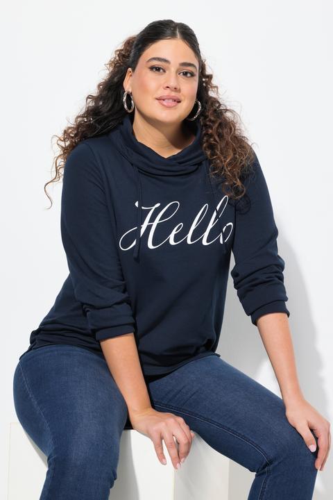 Produktbild Ulla Popken Sweatshirt, Classic Fit, HELLO, Stehkragen (46, 48)