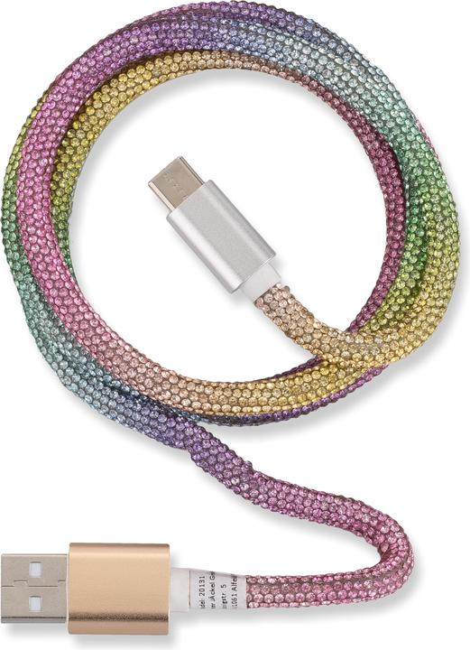 Produktbild Peter Jäckel OHLALA! Glamour 1m USB Data Cable Rainbow für Typ-C mit Sync- und Ladefunktion (1 m)
