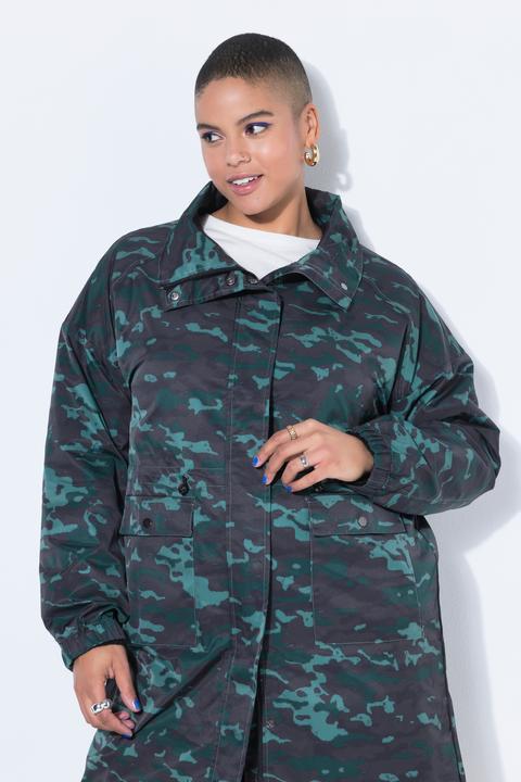 Actual product image Studio Untold Coat, straight shape, camouflage, drawstring waist