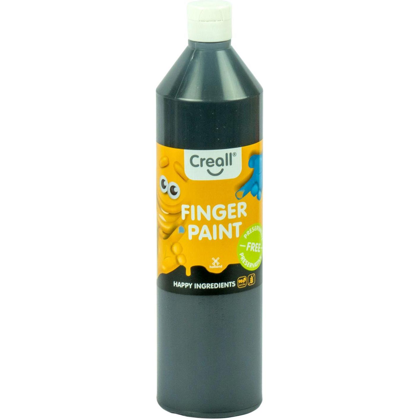 Creall, Künstlerfarbe + Bastelfarbe, Vingerverf Conserveringsvrij Zwart, 750ml (Schwarz, 750 ml)