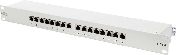 Digitus CAT 6 Class E Patch Panel schermato a 16 porte RJ45 8P8C LSA 1U Rack Mount Colore Grigio RAL 7035