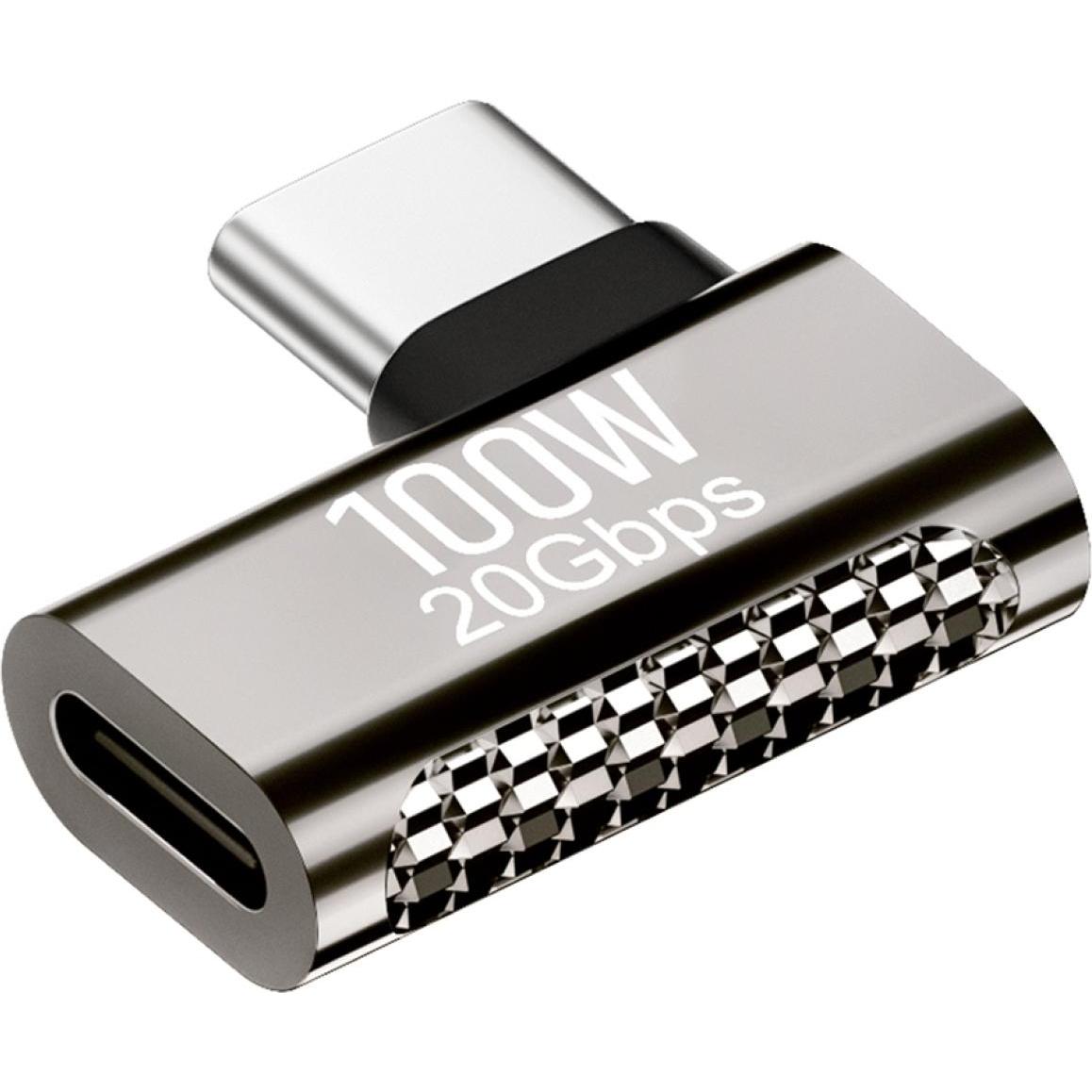 PowerGuard USB-C 90-Grad Winkel Adapter (USB Typ C, USB Typ C), Mobilgerät Adapter, Grau