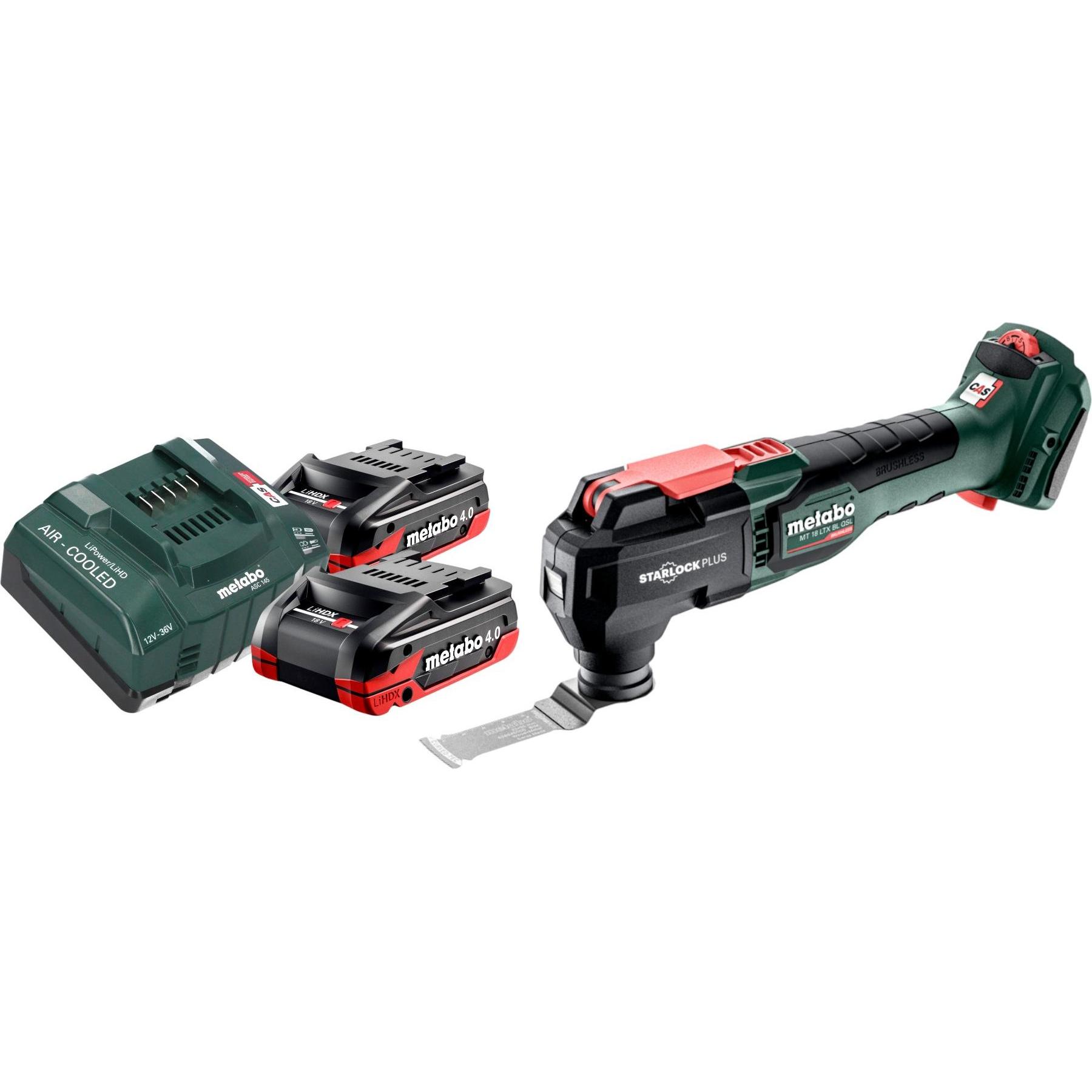 Metabo, Elettroutensile multifunzionale, MT 18 LTX BL QSL Akku Multitool 18 V Brushless Starlock Plus + 2x LiHDX Akku 4,0 Ah +
