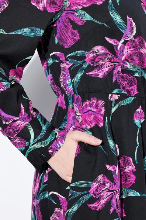 Produktbild Ulla Popken Maxikleid, A-Linie, V-Ausschnitt, Schluppe, Langarm (62)