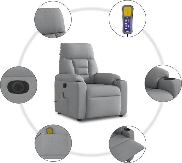 Image du produit vidaXL Fauteuil de massage électrique Tissu gris clair