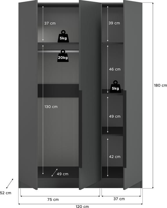 Produktbild Xonox Home Kopenhagen (120 x 52 x 181 cm)