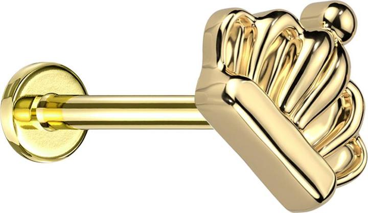 Actual product image Star Piercing Micro Threadless Labret gold plated Crown gold plated (without brass, Titanium)
