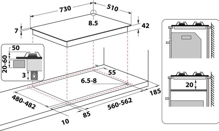 Actual product image Whirlpool Płyta gazowa GMWL 728IXL netnet