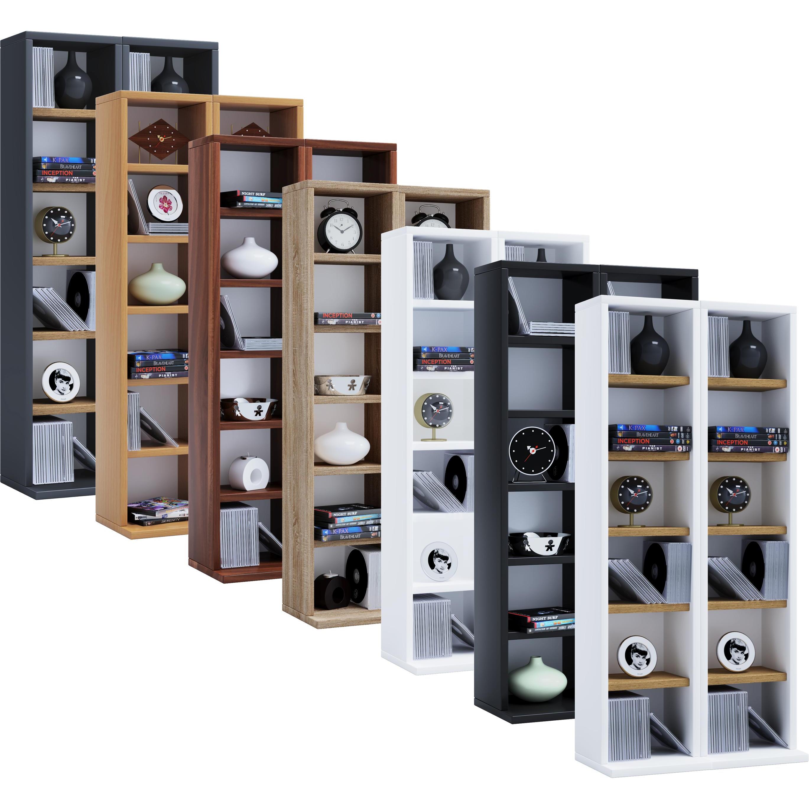 VCM, Regal, Holz CD DVD Stand Regal Milano (42 x 20 x 92 cm)