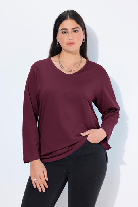 Produktbild Ulla Popken Shirt, V-Ausschnitt, Relaxed, Langarm (54)