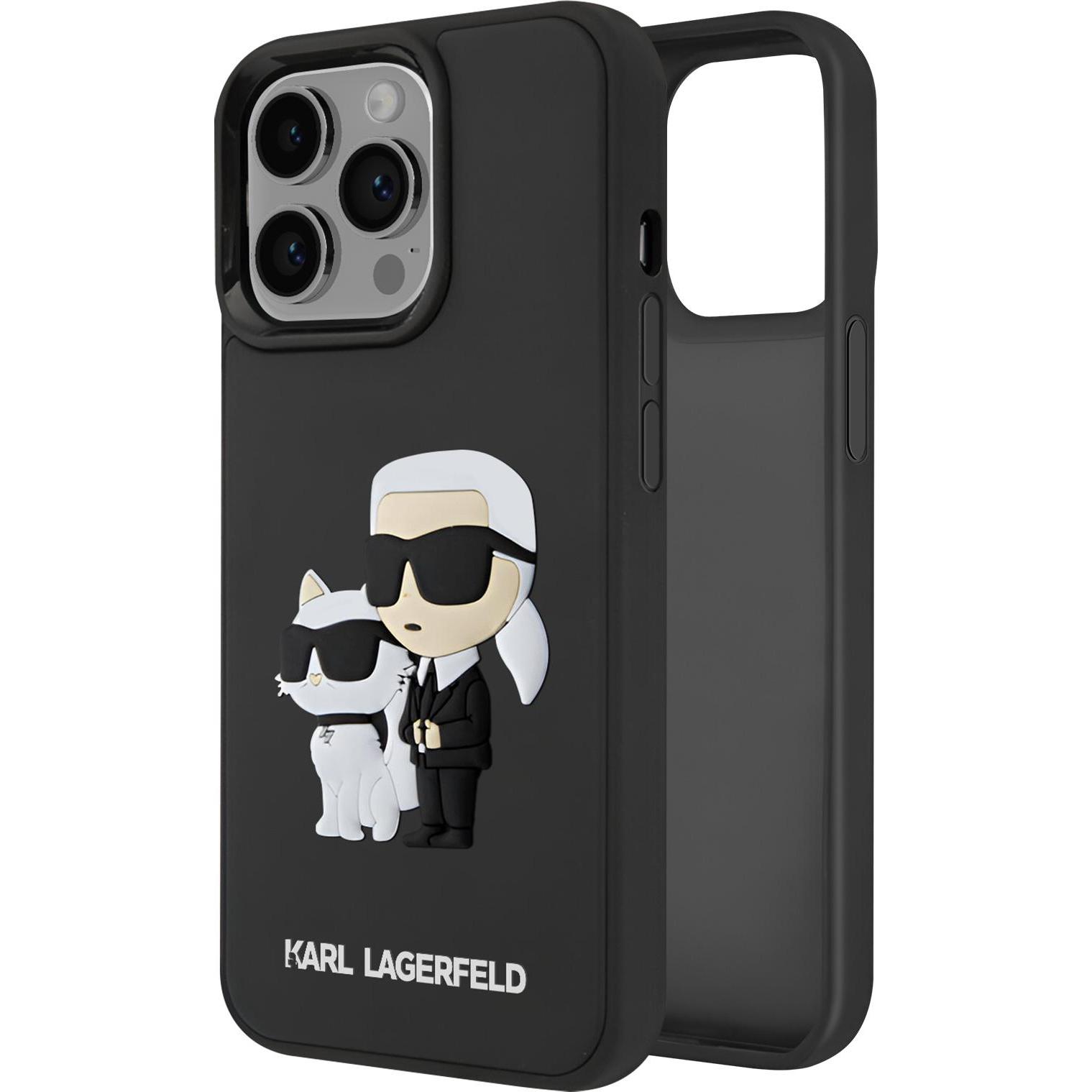 Thumbnail - Karl Lagerfeld iPhone 15 Pro Rubber Karl and Choupette Case (Apple iPhone 15 Pro), Smartphone Hülle, Schwarz