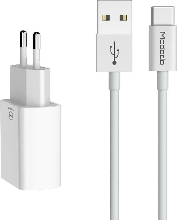 Actual product image Mcdodo USB Dual Charger CH-6721 (EU) Type-C 1m Travel set (white) (2 ports)