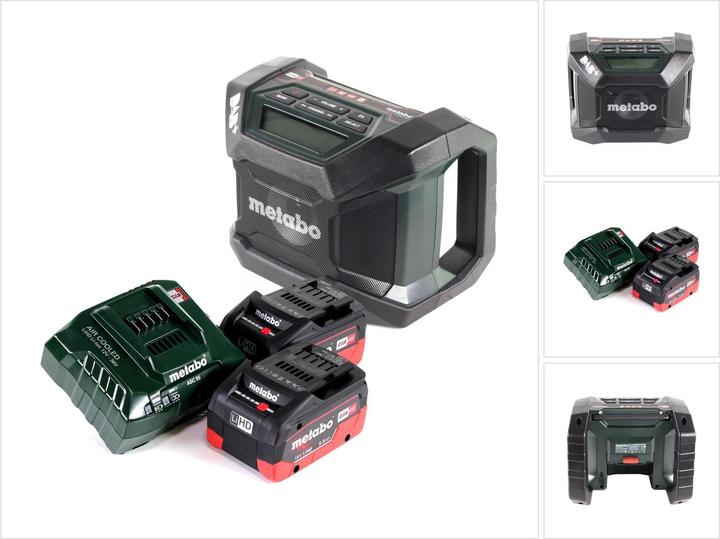 Metabo R 12-18 DAB+ BT Battery construction site radio 12-18 V DAB+ Bluetooth + 2x battery 5.5 Ah + charger (AM, DAB+, FM, Bluetooth)