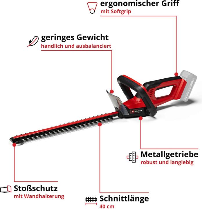 Actual product image Einhell Single Hand Battery Hedge Trimmer GC-CH 18/40 Li So 3410940 (Rechargeable battery operated)