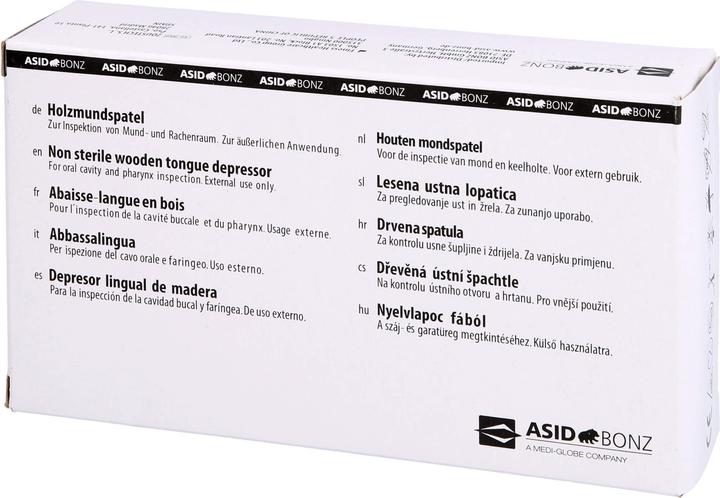 Actual product image Asid Bonz Wooden mouth spatula non-sterile, 100 pcs