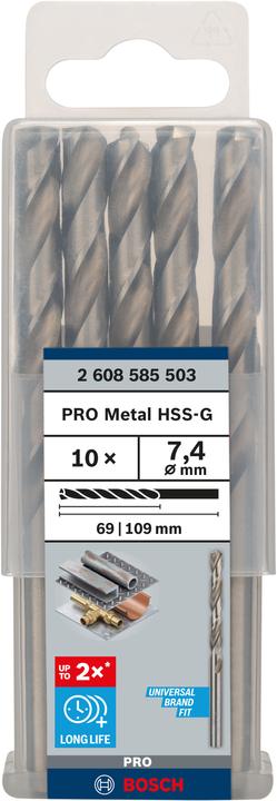 Immagine prodotto Bosch Professional Zubehör Punta PRO Metal HSS-G, 7,4 x 69 x 109 mm (7,4 mm)