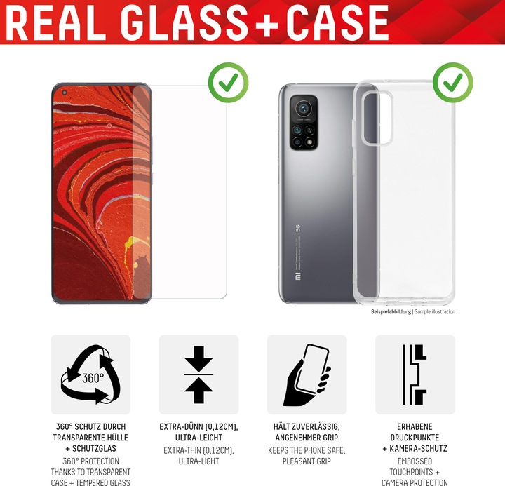 Produktbild Displex Real Glass, 2D Panzerglas + Handyhülle (1 Stück, Xiaomi Mi 11T Pro, Xiaomi Mi 11T 5G)