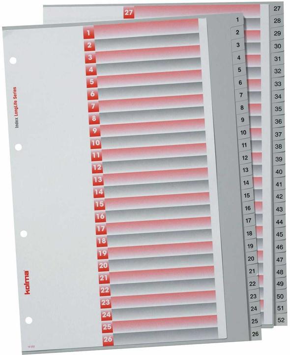 Image du produit Kolma Intercalaire A4 superstrong 1-52 52 pièces gris