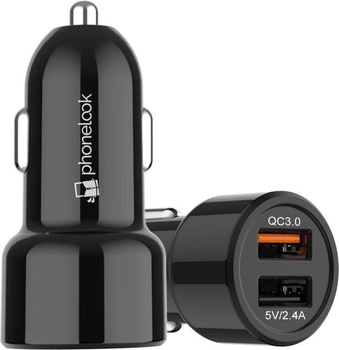 Produktbild PhoneLook 30W universal Doppel-USB Auto Zigarettenanzünder Ladegerät Quick Charge 3.0