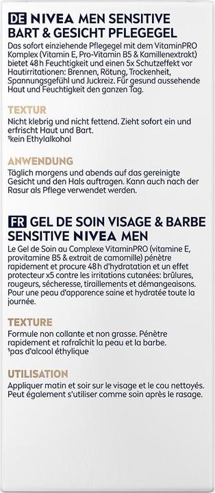 Produktbild NIVEA MEN Sensitive Bart & Gesicht Pflege-Gel (50 ml)
