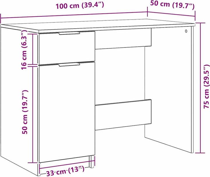 Immagine prodotto VidaXL Tavolo da computer (100 x 50 x 75 cm)