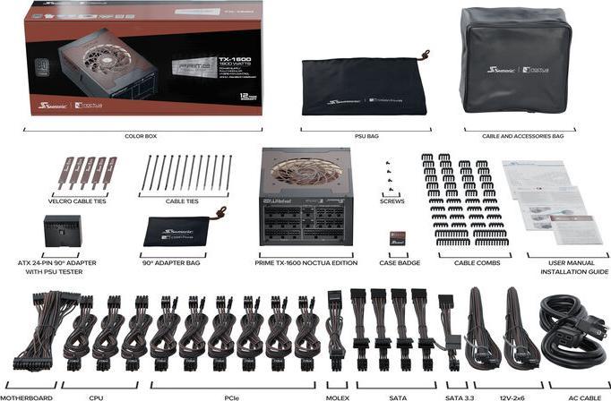 Produktbild Noctua PRIME TX-1600 Edition (schwarz, 2x 12VHPWR, 6x PCIe, Kabel-Management, 1600 Watt) (1600 W)