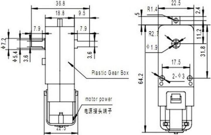 Produktbild Purecrea Roboter Getriebemotor 1:48 mit Rad