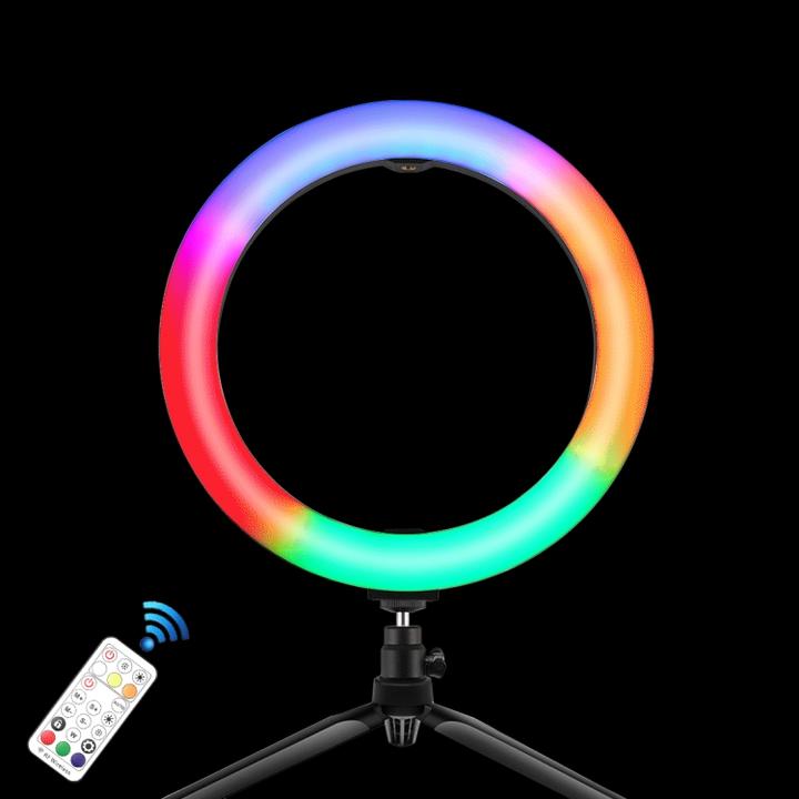 Image du produit Puluz Lampe annulaire de 26 cm Marquee LED RGBWW Selfie Ring Light + support de trépied & télécommande & (Éclairage annulaire)